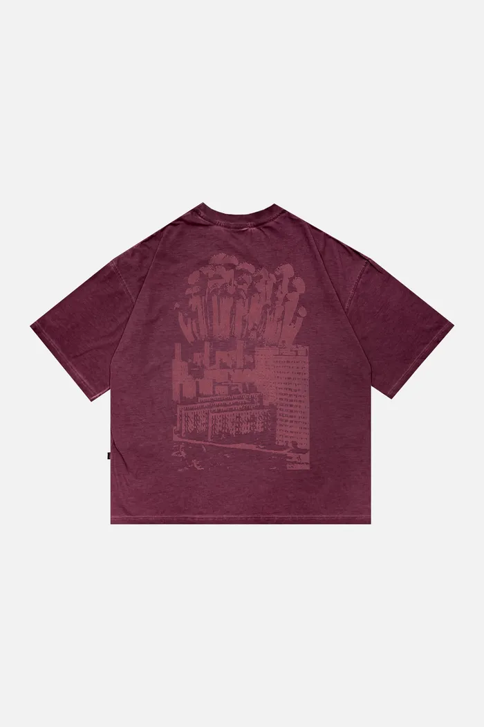 Футболка белая ISSAYA Omen Burgundy Garment Dyed 