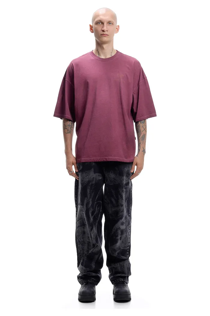 Футболка белая ISSAYA Omen Burgundy Garment Dyed 