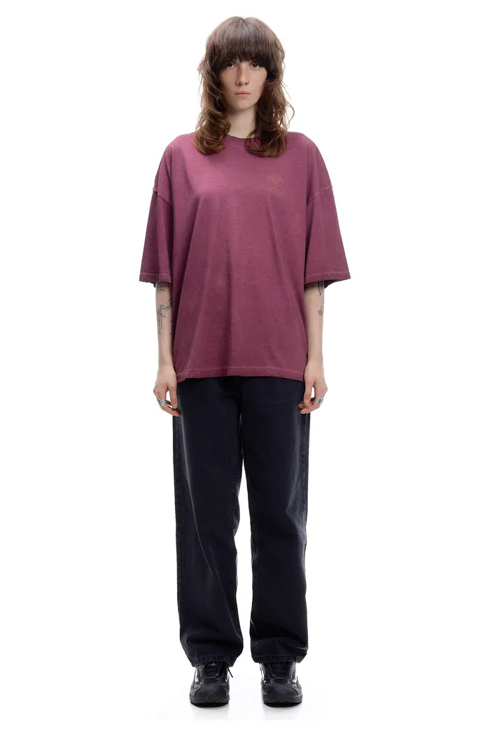 Футболка белая ISSAYA Omen Burgundy Garment Dyed