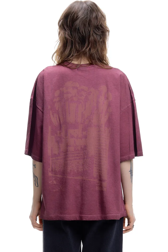 Футболка белая ISSAYA Omen Burgundy Garment Dyed 