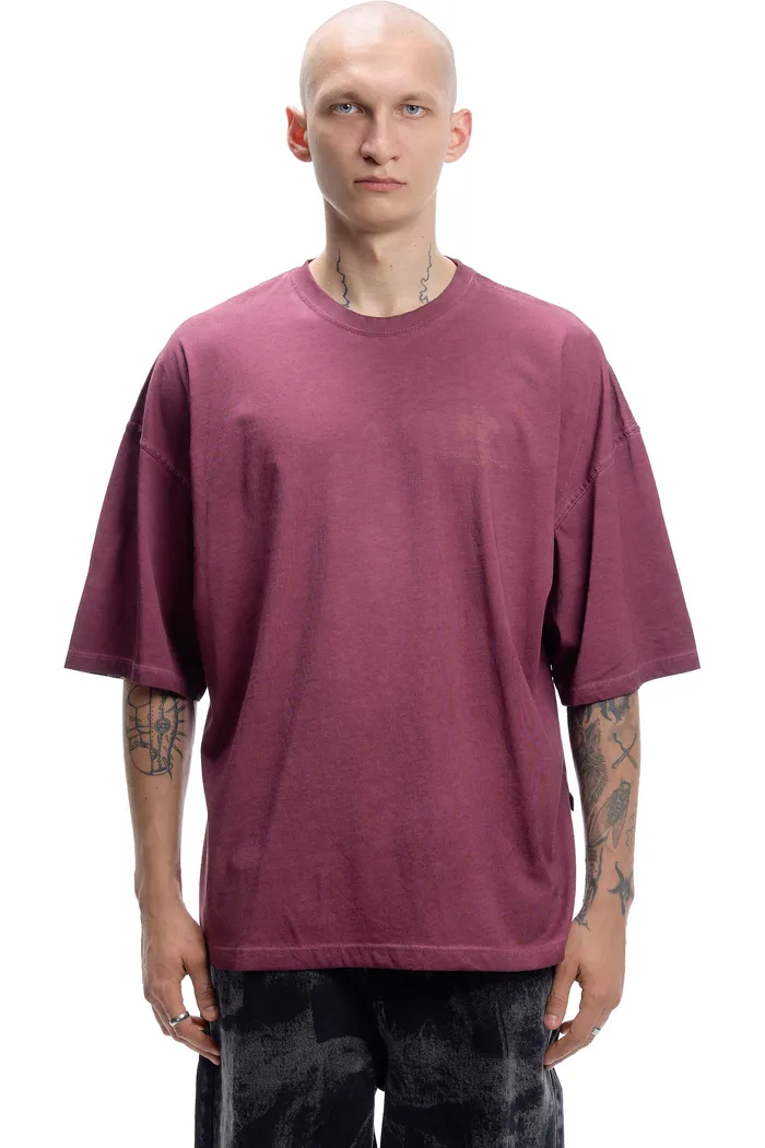 Футболка белая ISSAYA Omen Burgundy Garment Dyed 