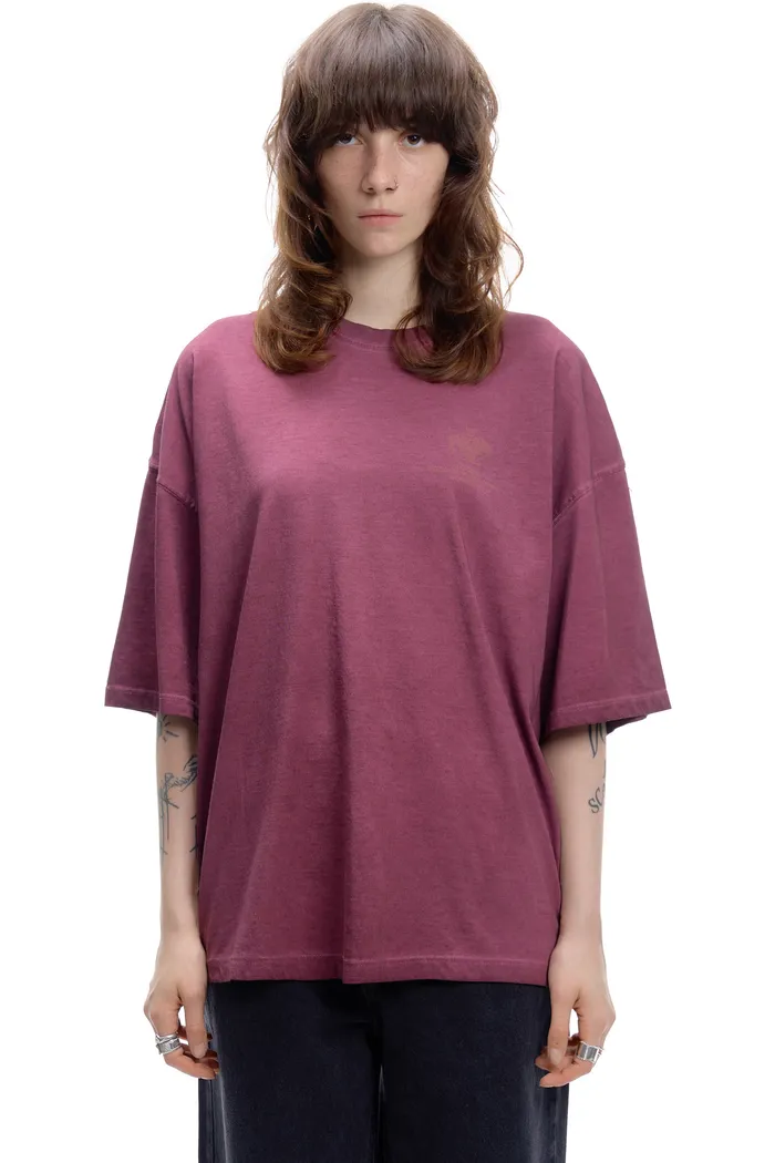 Футболка белая ISSAYA Omen Burgundy Garment Dyed 