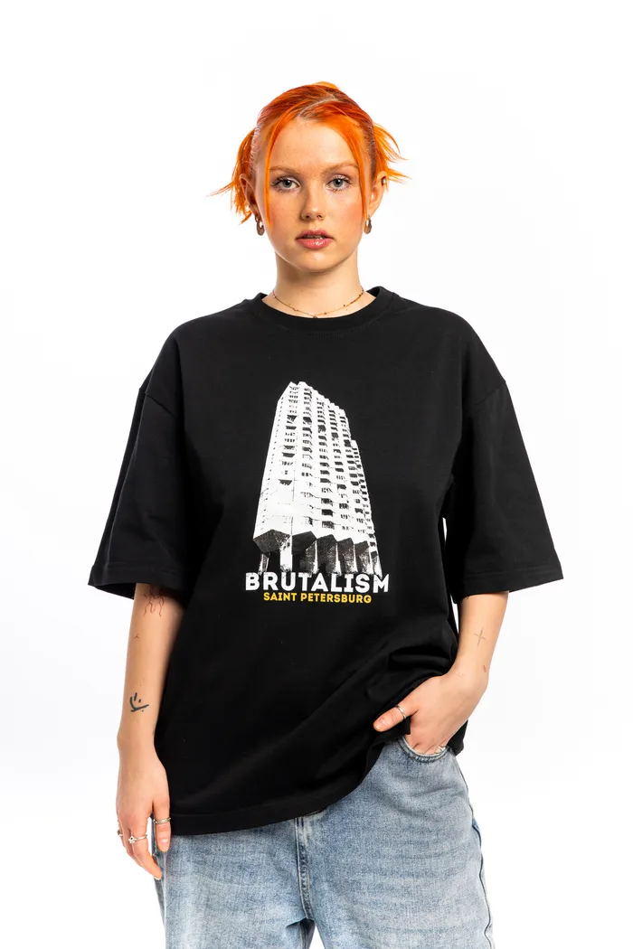 Футболка черная С7МЬ "Брутализм Санкт-Петербург"
