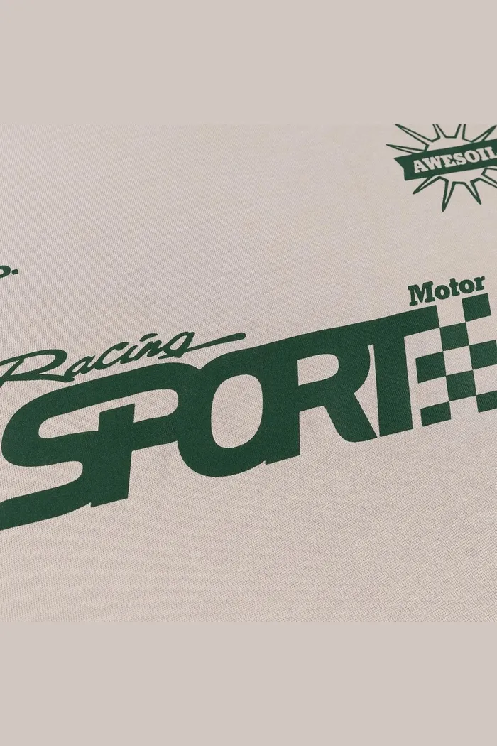 Футболка серая Haided "RACING RLXD HW TEE" grey.beige