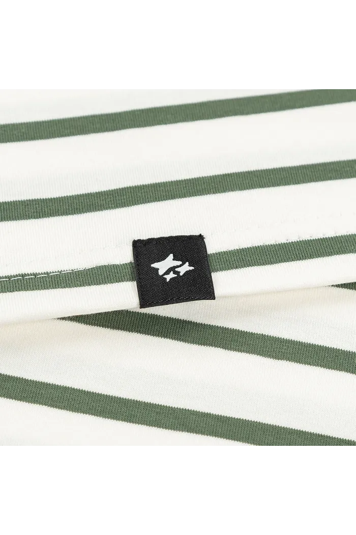 Футболка HAIDED "BERT RLXD TEE" молочная в полуску хаки