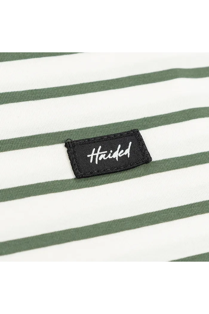 Футболка HAIDED "BERT RLXD TEE" молочная в полуску хаки