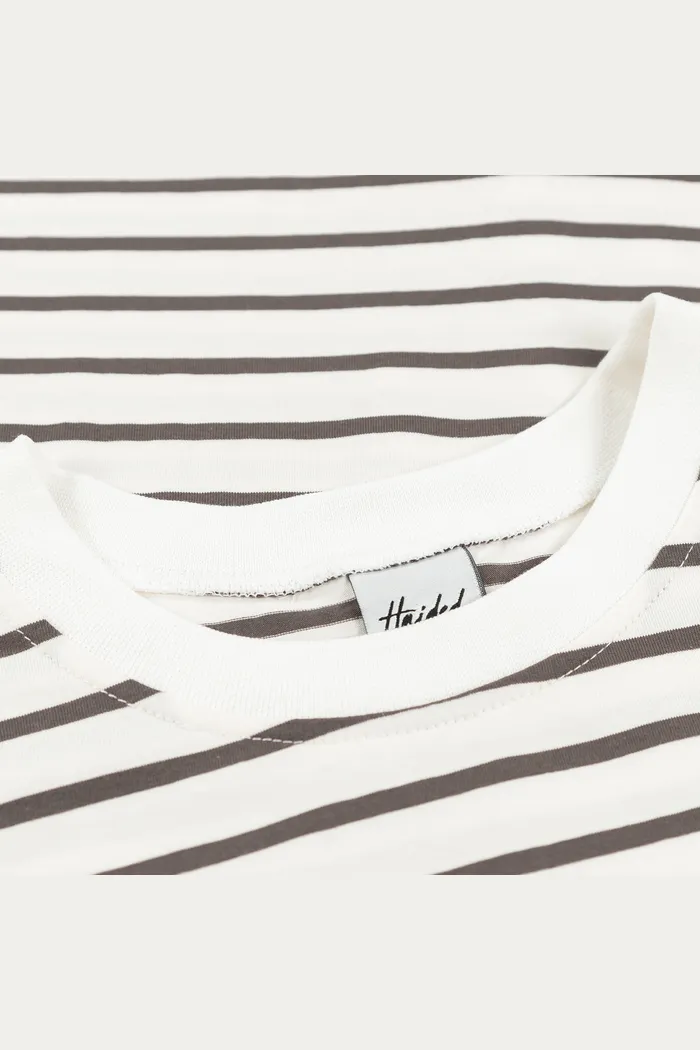 Футболка HAIDED "BERT RLXD TEE" молочная в коричневую полоску