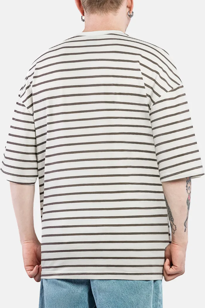 Футболка HAIDED "BERT RLXD TEE" молочная в коричневую полоску