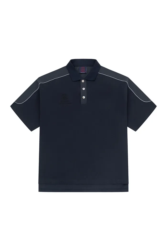 Футболка поло YMKASHIX HELLCOME темно-синяя