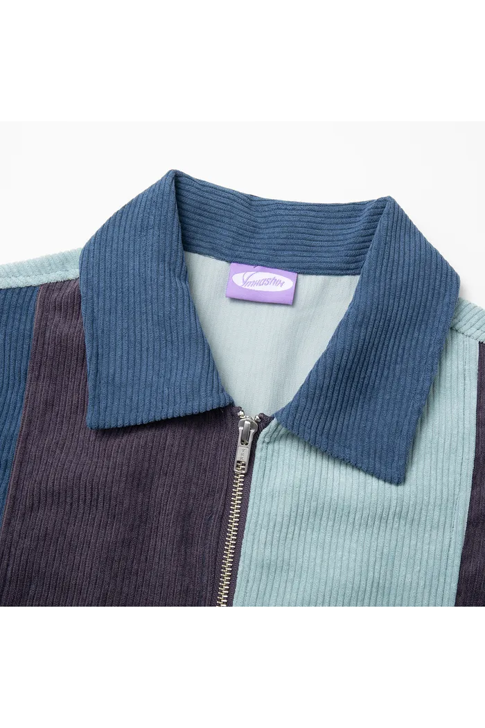 Рубашка YMKASHIX VelvetColorBlock zip гол/граф/син