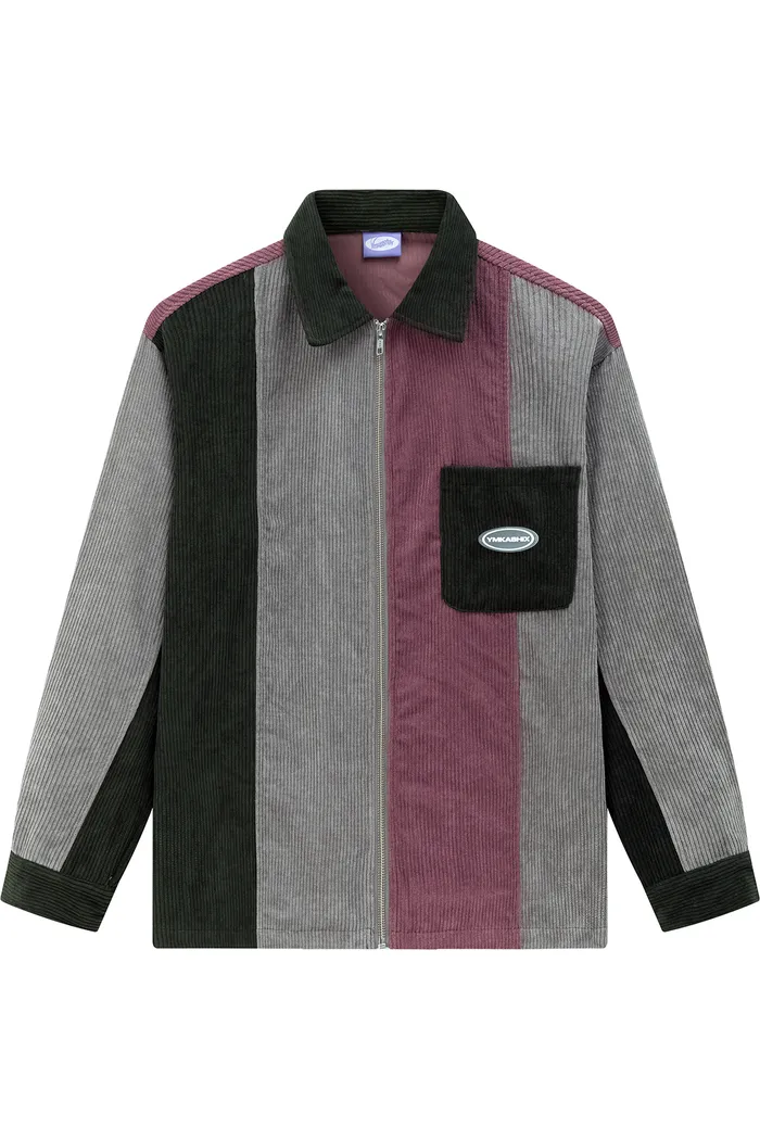 Рубашка YMKASHIX VelvetColorBlock zip сер/тзел/пур