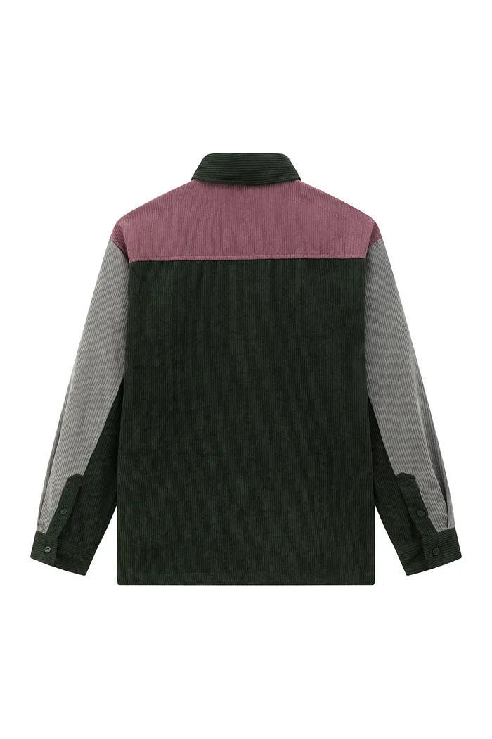 Рубашка YMKASHIX VelvetColorBlock zip сер/тзел/пур