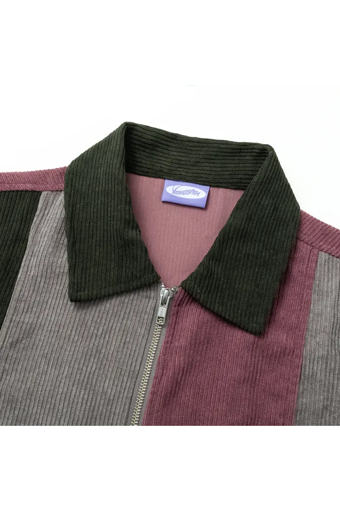 Рубашка YMKASHIX VelvetColorBlock zip сер/тзел/пур
