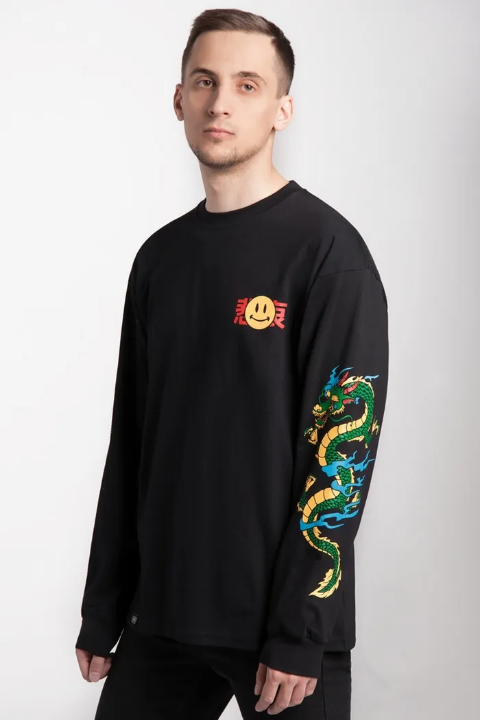 Лонгслив Дракон черный
