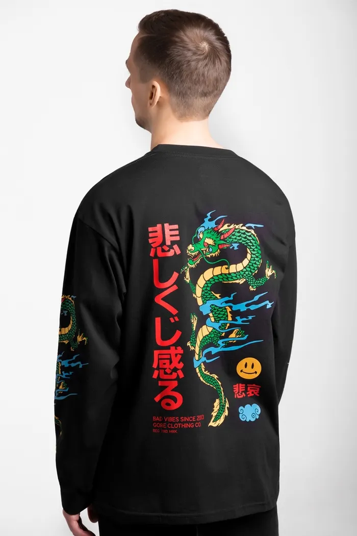 Лонгслив Дракон черный