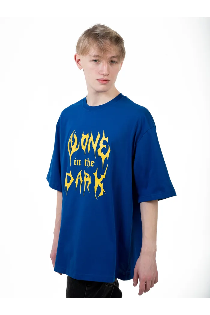Футболка "Alone in the dark" bright blue