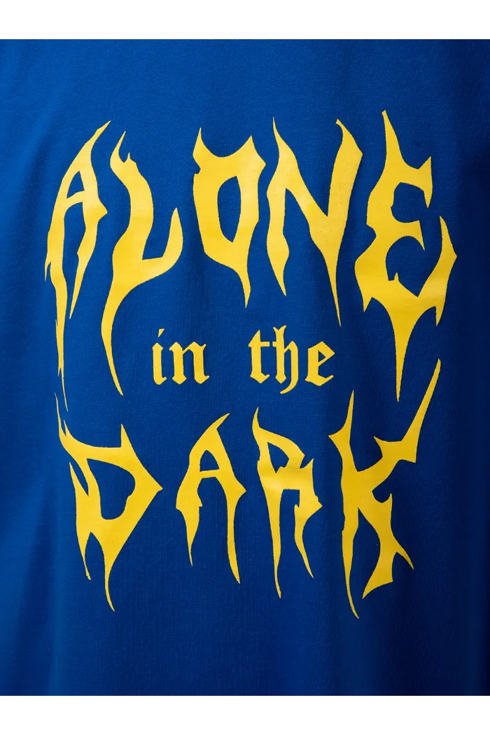 Футболка "Alone in the dark" bright blue
