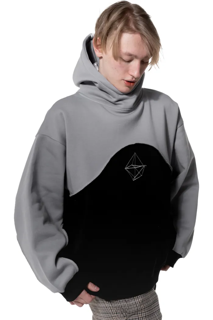 Толстовка с кап./вышивка Кристалл gray-blk man OS