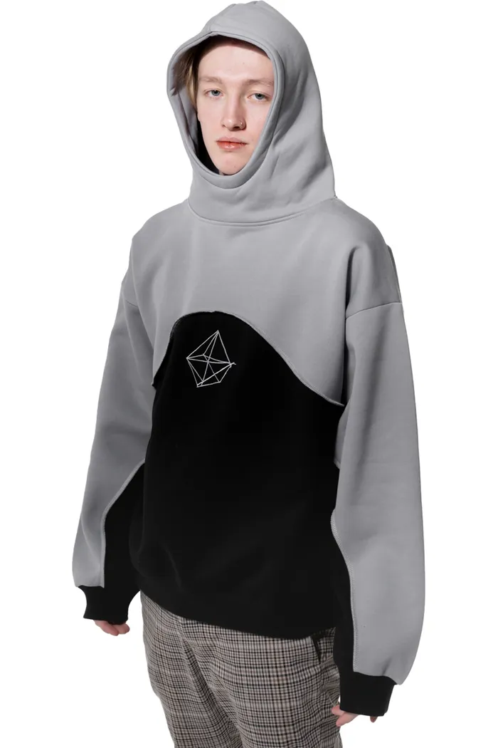 Толстовка с кап./вышивка Кристалл gray-blk man OS