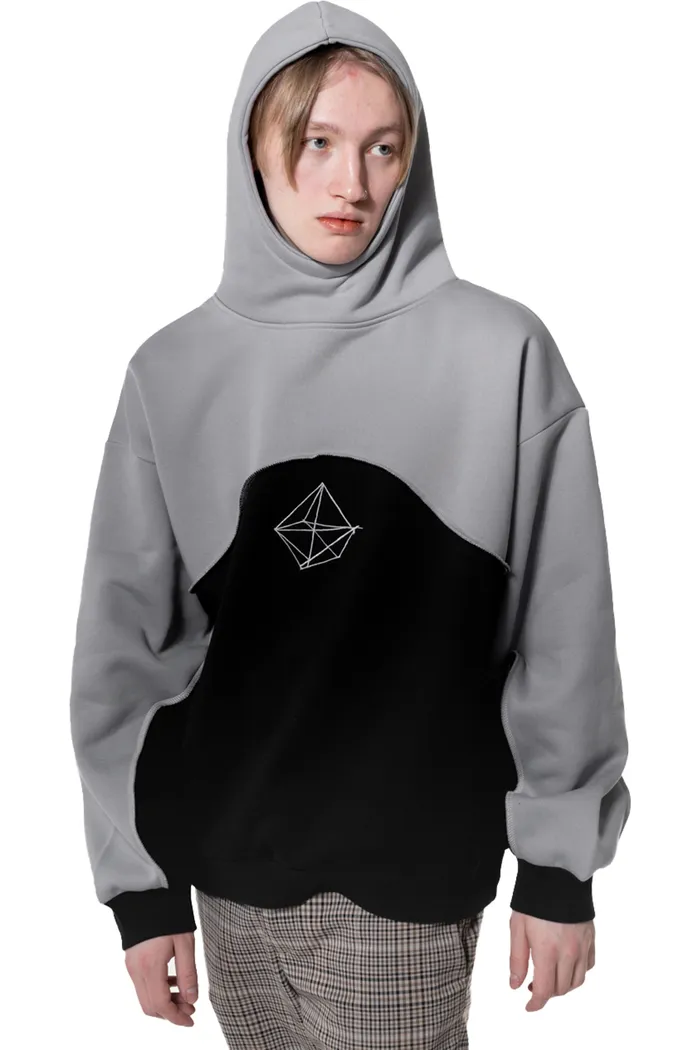 Толстовка с кап./вышивка Кристалл gray-blk man OS