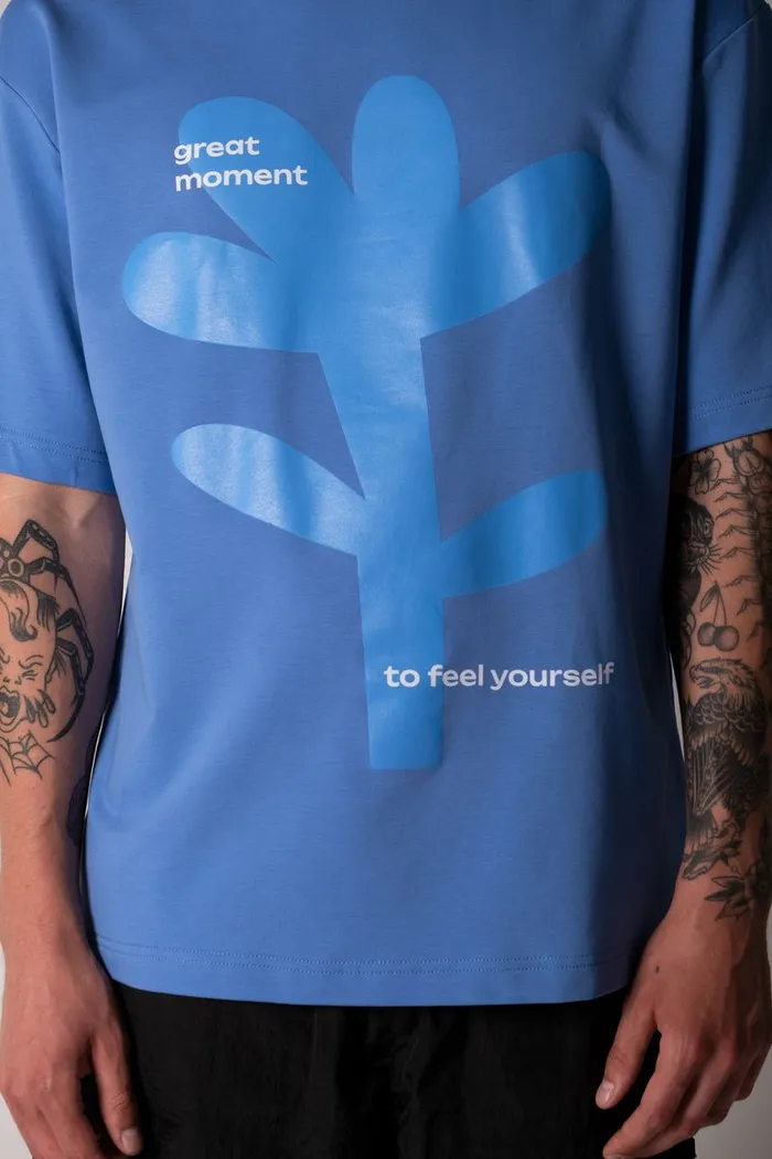 602 Flower French Terry blue OS