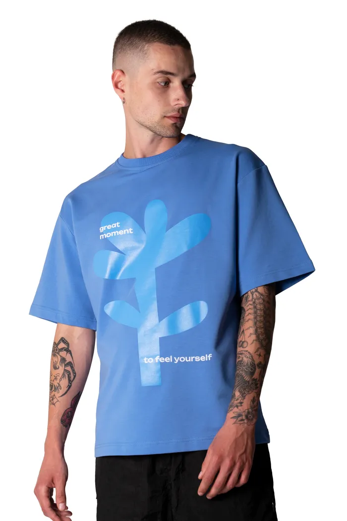 602 Flower French Terry blue OS