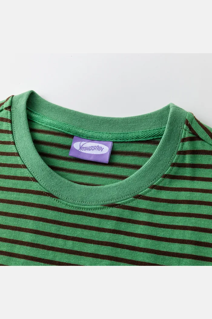 Футболка YMKASHIX Stripe зеленый/коричневый