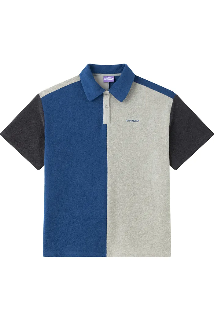 Футболка-поло YMKASHIX color block HTF синий/песочный