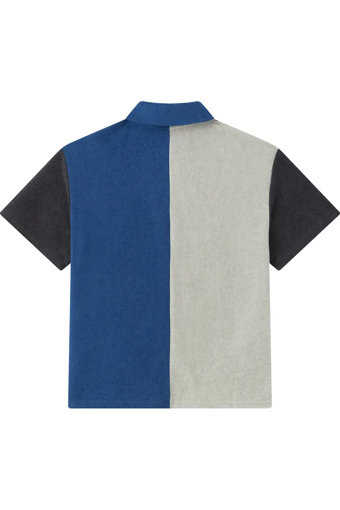 Футболка-поло YMKASHIX color block HTF синий/песочный