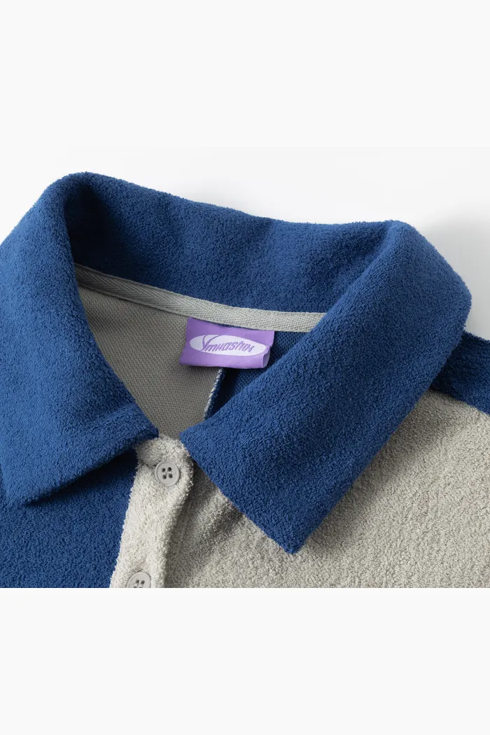 Футболка-поло YMKASHIX color block HTF синий/песочный