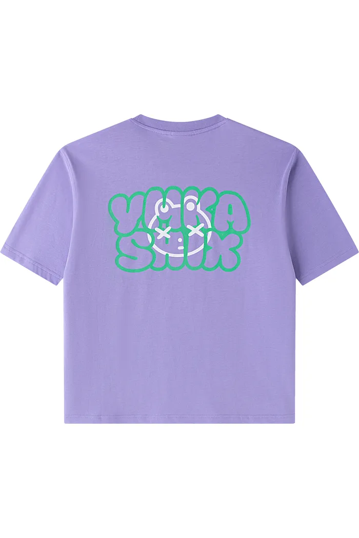 Футболка YMKASHIX Logo Face фиолетовая унисекс