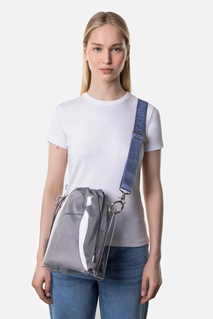 Сумка Medium Glassy Tub washed purple, серый ремень