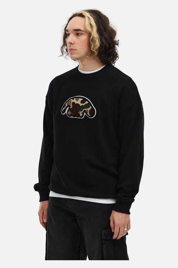 Толстовка ANTEATER Crewneck-Black-Camo-Logo черная