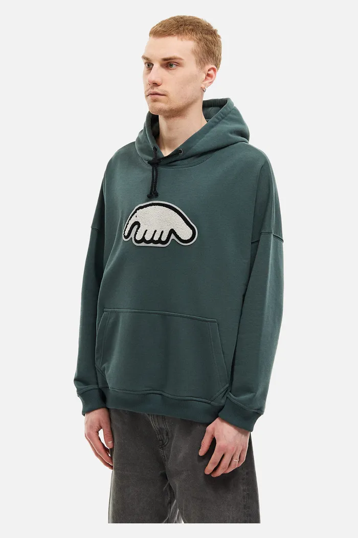 Толстовка ANTEATER Hoodie-Marengo-White-Logo серо-зеленая
