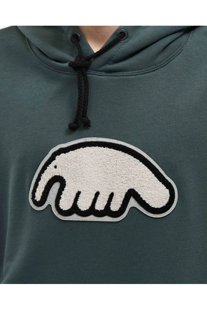 Толстовка ANTEATER Hoodie-Marengo-White-Logo серо-зеленая