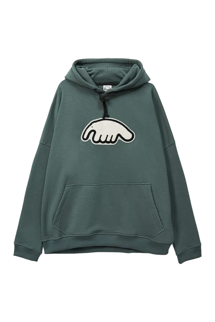 Толстовка ANTEATER Hoodie-Marengo-White-Logo серо-зеленая