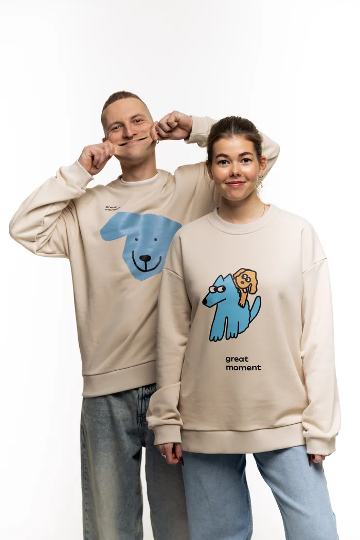 Свитшот  бежевый Moment Blue Big Dog beige