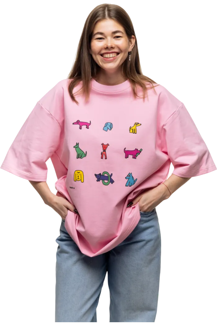 Футболка Много Собак rose розовая 