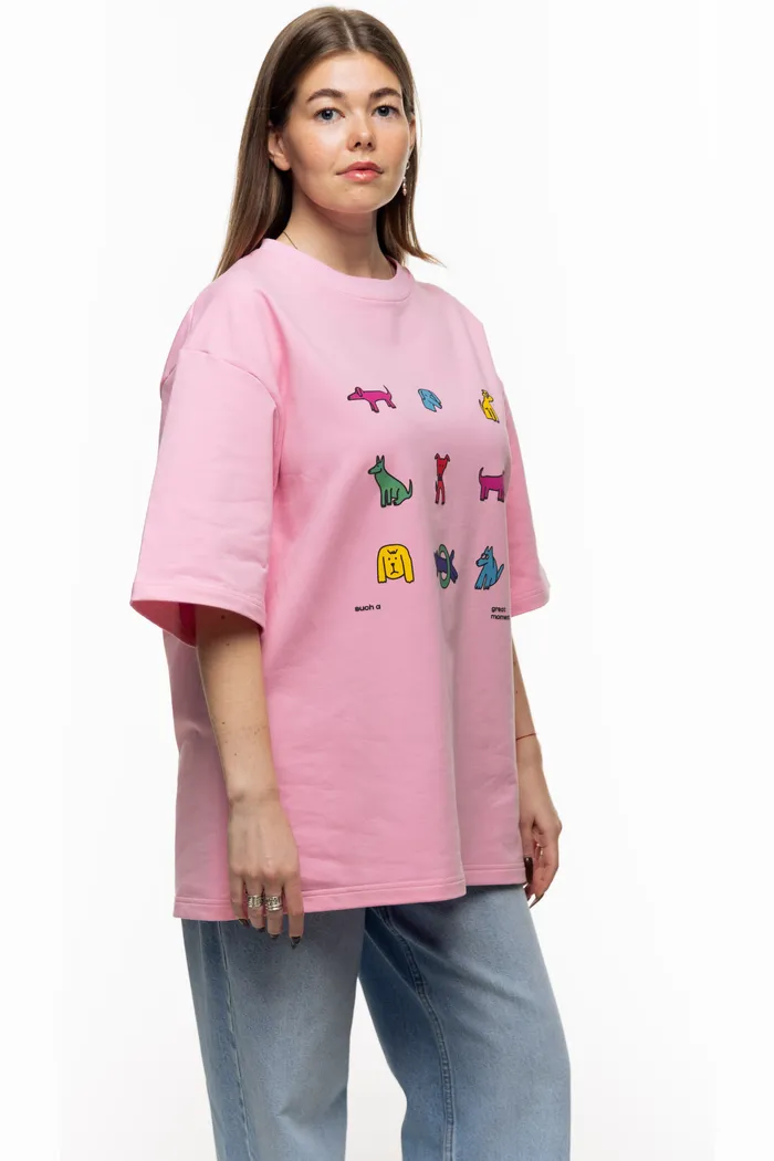 Футболка Много Собак rose розовая 