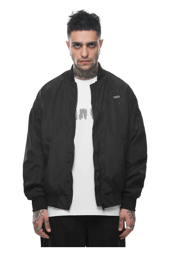 Бомбер Flat World черный