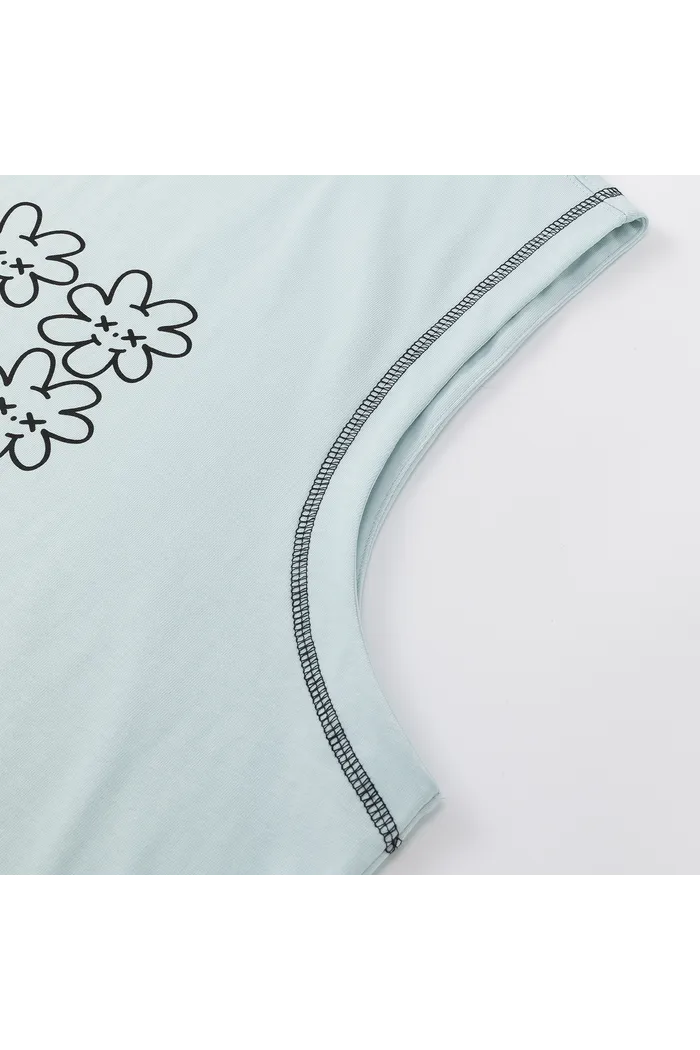 Майка YMKASHIX face flower голубой