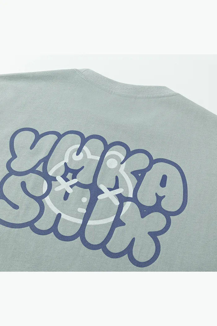 Футболка YMKASHIX Logo Face серо-зеленый