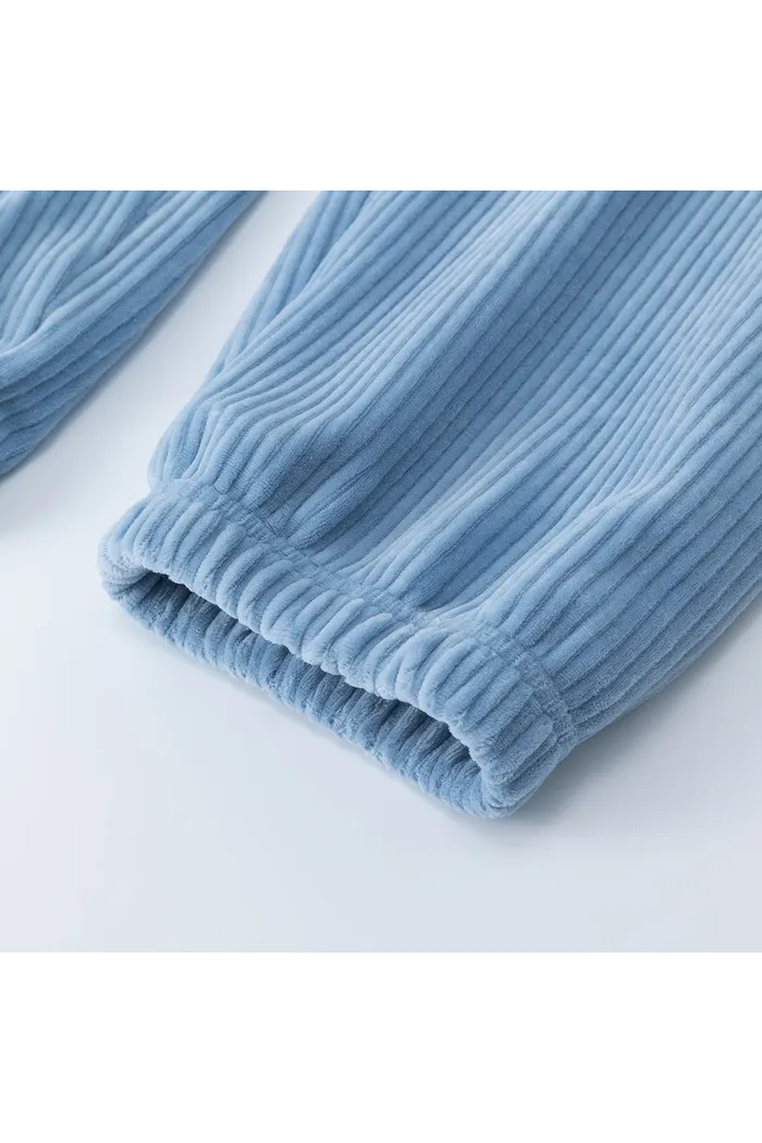 Брюки велюровые YMKASHIX Stripe track голубой