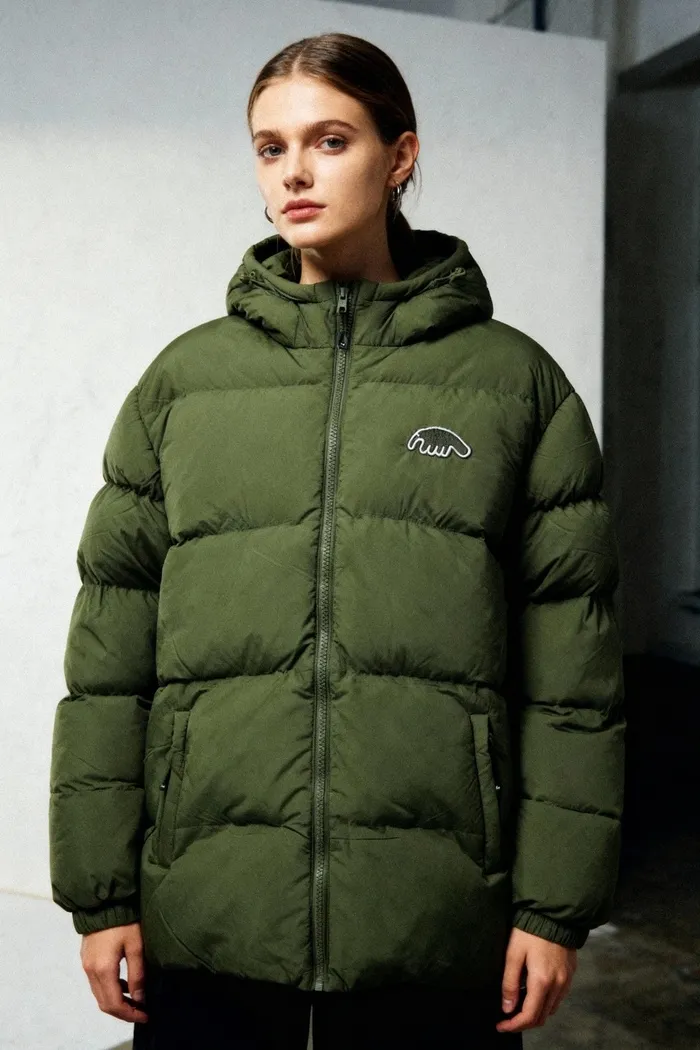 Куртка зеленая ANTEATER Downjacket-HoodedCrispy-Dark-Green