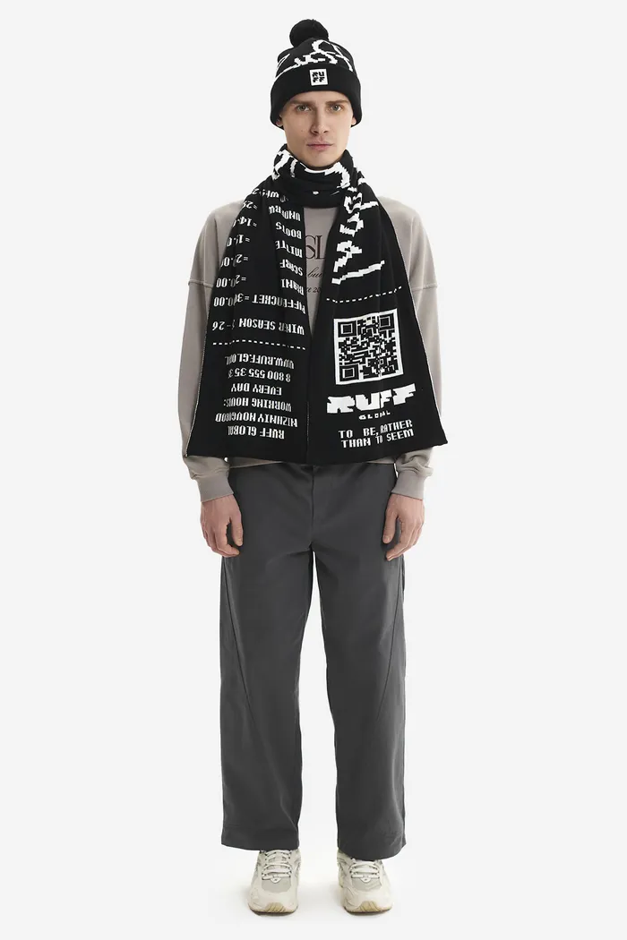 Шарф Cashier's Cheque Scarf Black/White черно-белый мужской