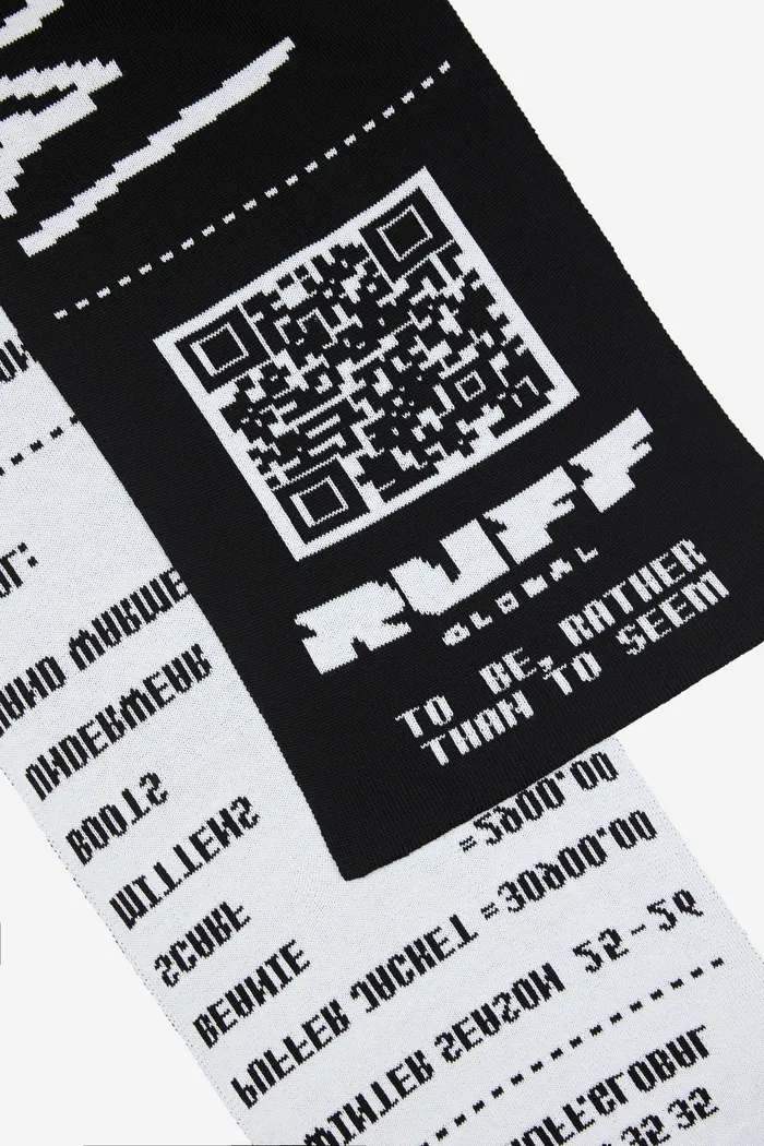 Шарф Cashier's Cheque Scarf Black/White черно-белый мужской