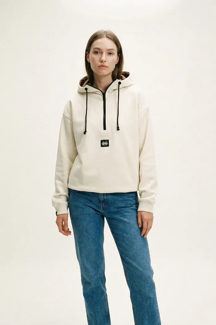 Худи Hook "Лого" Халфзип бежевый