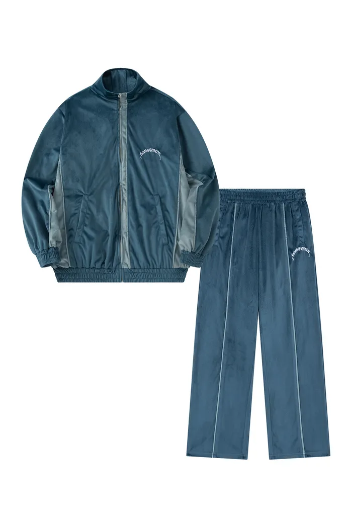 Олимпийка велюровая YMKASHIX Puff темно-синяя женская