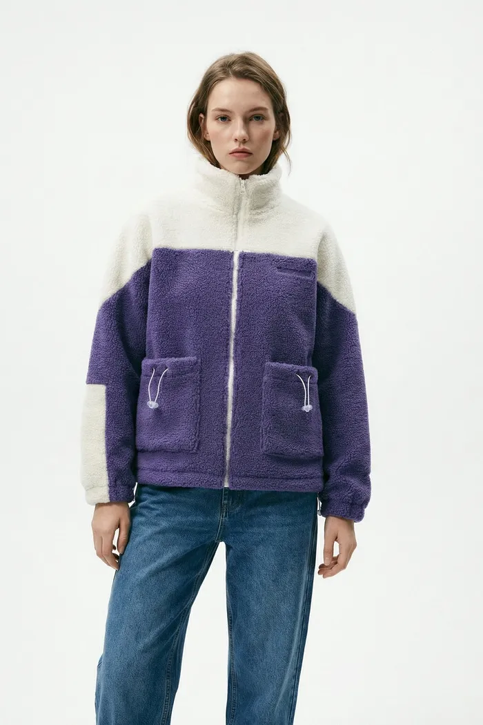 Куртка YMKASHIX Furry Big Logo HTF бело-фиолетовая женская