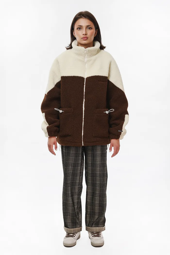 Куртка YMKASHIX Furry Big Logo HTF бело-коричневая женская